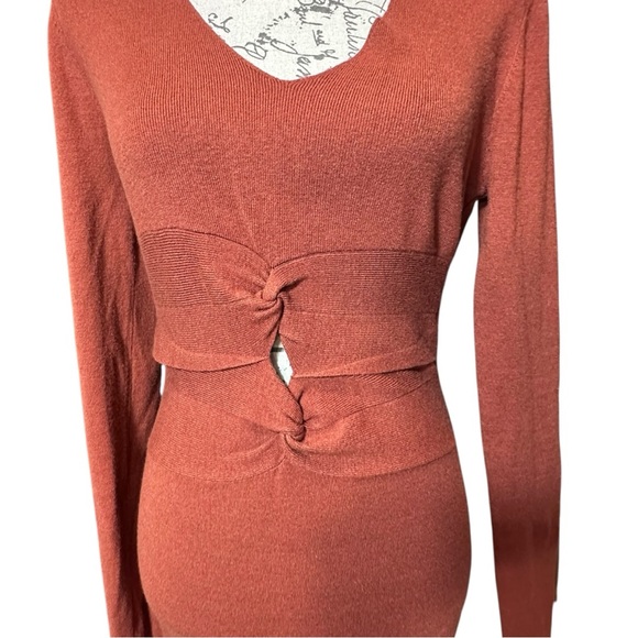 Sofia Richie x Bar III Terracotta Long Sleeve Sweater Bodycon Dress Size Medium - Picture 4 of 8
